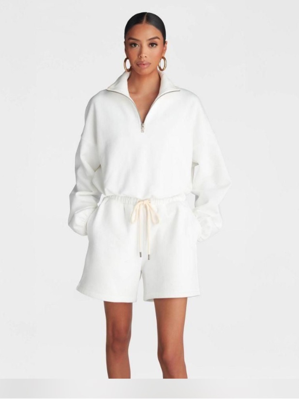 NWT KBB White Quarter-Zip Sweatshirt